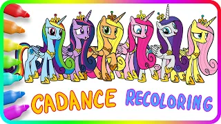 RECOLORING Princess Cadance As All Ponies. MY LITTLE PONY Coloring Pages. How to color MLP