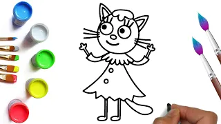 Как нарисовать кошку Лапочку из мультика Три кота, красивые и лёгкие рисунки для детей и малышей