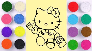 Hello kitty Sand Painting for Kids and Toddlers - How to Draw & Coloring