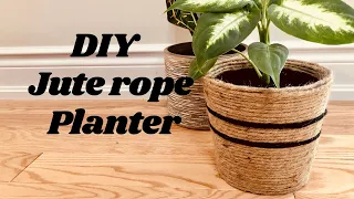 DIY Dollar Store Jute Rope Planter Pot