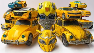 Yellow Bumblebee & DIY McQueen Mini Tractor Transformers Stop Motion - Optimus Robot Hulk Smash Tran