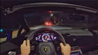 2020 Lamborghini Huracan EVO Spyder POV Night Drive (3D Audio)(ASMR)