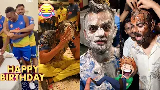 Cricketers Funny and Crazy Birthday Celebrations Virat Kohli, MS Dhoni, Rohit Sharma, Pandya, Bravo