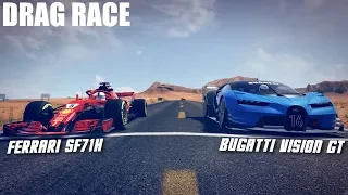 2018 FERRARI F1 VS BUGATTI VISION GT DRAG RACE (x2 RACES) | ASSETTO CORSA