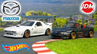 Hot Wheels Mazdaspeed Miata & RX7 FC Pandem マツダスピード ミアタとRX7 FC パンデム Review Unboxing diecast cars