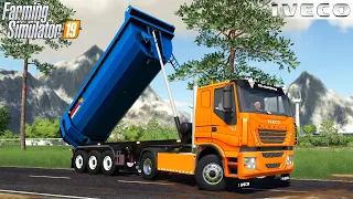 Farming Simulator 19 - IVECO STRALIS Truck Unloads Gravel For Bridge Construction