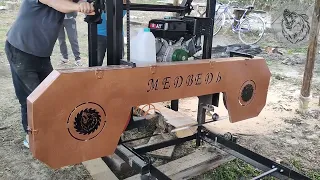 Видео от заказчика пилорамы . Band sawmill Bear 800