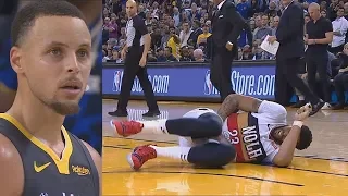 Stephen Curry Kicks Anthony Davis In The Groin! Warriors vs Pelicans