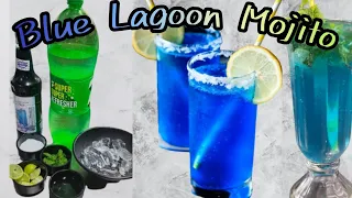 Blue Lagoon Mojito Recipe//Blue Curacao Mocktail