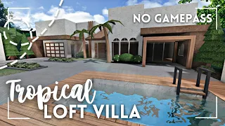 [ bloxburg ] ꒰ 65k! ꒱ ☀️ tropical lofted modern villa ꒰ no gamepass exterior build & tour ꒱