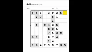 New York Times Sudoku Hard for March 21, 2024.  Just me mumbling and solving