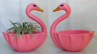 Make The Unique Swan/Duck Shaped Pot for Home Decorations // Cement craft ideas