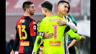 Genoa-Juventus, Cristiano Ronaldo: "Donde vas Perin?". E lui: "Paura senza barriera?"