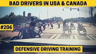 North American Bad Drivers & Dashcam Driving Fails #206 | Defensive Driving Training (w/ Commentary)