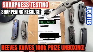 NEEVES 100k+ GIVEAWAY PRIZE UNBOXING, SHARPENING RESULTS, SHARPNESS TESTING, TODAYS CARRY AND MORE!