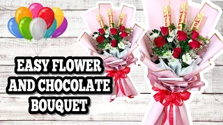 EASY FLOWER AND CHOCOLATE BOUQUET #rose #toblerone #flowers  | Vanessa Canobas