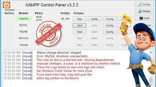 xampp mysql shutdown unexpectedly error Solved without losing database - phpmyadmin database error