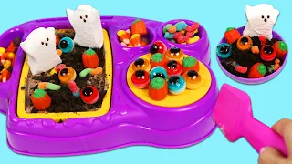 How to Make Halloween Themed Ice Cream Dessert with Satisfying Ice Cream Tray ASMR!