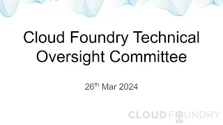 Technical Oversight Committee - March 26th, 2024