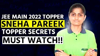 Jee main 2022 topper sneha pareek | Jee main 2022 topper secrets #Shorts #ytshorts #jeemain