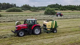 ☆Sianokosy 2022☆Zgrabianie i Prasowanie Siana☆Massey'e w Akcji☆Samasz☆Krone☆Massey Ferguson