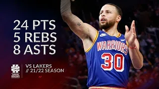 Stephen Curry 24 pts 5 rebs 8 asts vs Lakers 21/22 season