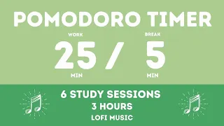 25 / 5  Pomodoro Timer - 3 hours study || Lofi music - Study for dreams - Deep focus - Study timer