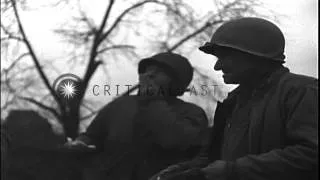 US soldiers of 3rd Section, Battery C, 228th Field Artillery Battalion in Aldenho...HD Stock Footage