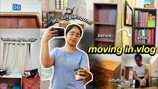 moving in my single hostel room! 🥺 adulting, setting, shifting!!✨ #movingin #hostelroom