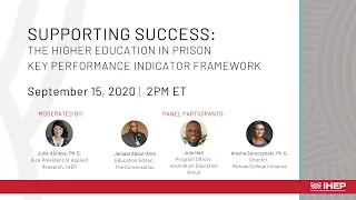 Supporting Success: The Higher Education In Prison Key Performance Indicators Framework Webinar