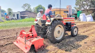 Swaraj 724 xm orchard performance in Maize fields🌽🌽🌽 with rotavator #tractorvideos #farmingvideos