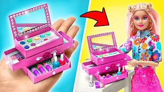 Caja de maquillaje en miniatura con espejo para muñecas || Manualidades FÁCILES y DIVERTIDAS 💄🌟