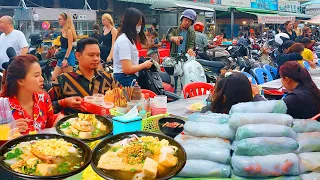 Seafood Noodle Soup, Rice Noodles, Spring Roll, Yellow Pancake, & More - Cambodia Best Street Food