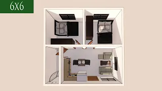 Small House Plans | Casa 6x6 | 6x6 House Design and interior