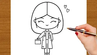 how to draw cute girl doctor doll easy art || outline art master  #doll