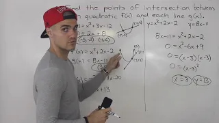 MCR3U - Point of Intersection between Line and Quadratic - Grade 11 Functions