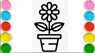 How to draw a cute flower pot 🪴 for kids and toddlers / flower pot drawing easy