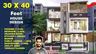 30X40 Feet, 135 Gaj. | 3BHK | SPECIAL TERRACE GARDEN AREA | 30X40 Feet House Plan || DV Studio