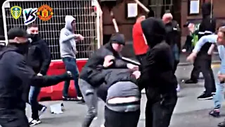 LEEDS UNITED fans fighting against MANCHESTER UNITED fans