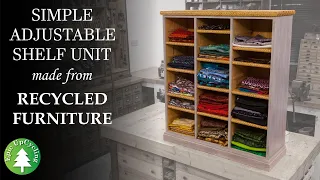A Simple Adjustable Shelf Unit Made From Recycled Furniture.
