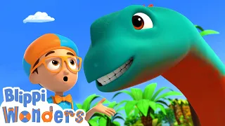 Blippi Learns about Giant Dinosaurs!  Children's Song | Earth Stories for Kids