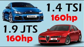 Volkswagen Scirocco 1.4 TSI 160hp VS Alfa Romeo 159 1.9 JTS 160hp Acceleration battle