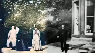 Roundhay Garden Scene (1888) | Restoration | In the garden, a man asks his friends to do something