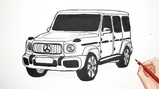 How To Draw a Mercedes G Wagon | Drawing a Mercedes G63 AMG step by step