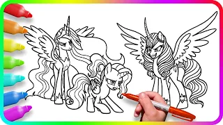 MY LITTLE PONY Coloring Pages. How to draw My Little Pony. Easy Drawing Tutorial Art. MLP Coloring