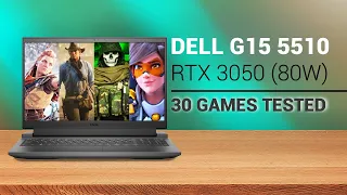 RTX 3050 (80W) - Dell G15 5510 - Gameplay Test in 30 Games