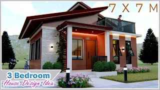 SMALL HOUSE DESIGN | 7X7 Meters (22.9 x 22.9 ft) | 3 Bedroom with roofdeck | Loft