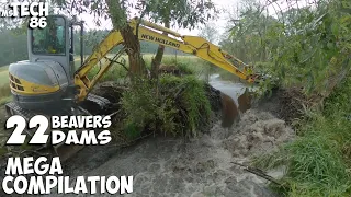How To Remove 22 Beaver Dams With An Excavator In 30 Minutes - Beaver Dam Removal Epic Compilation