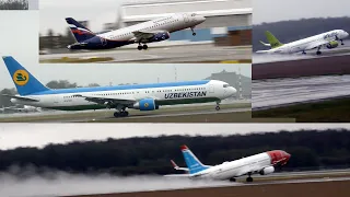 🛩️Из архивов, 2019 год ✈️: взлет и посадка на мокрой полосе в дождливый день, аэропорт Рига