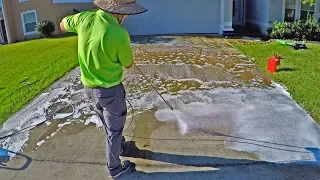 Breaking Bad Chemicals Clean Dirty Driveway | ODDLY SATISFYING PRESSURE WASHING